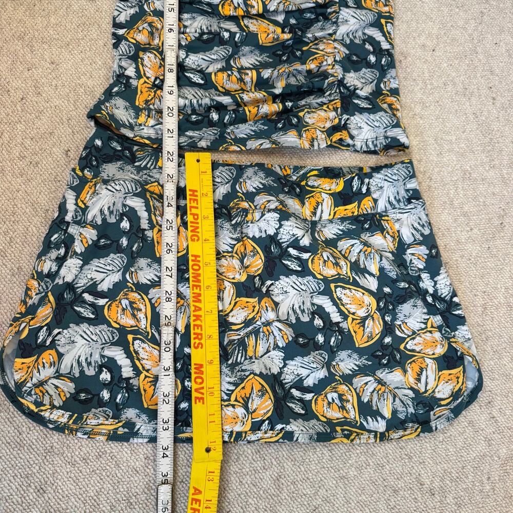 Garnet Hill 10 M Lemon Citrus Print Swim Suit 2 Piece Tankini Skirt Skort Green - Picture 6 of 12